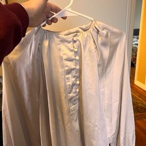 H&M Cream Satin Blouse with Button Accents